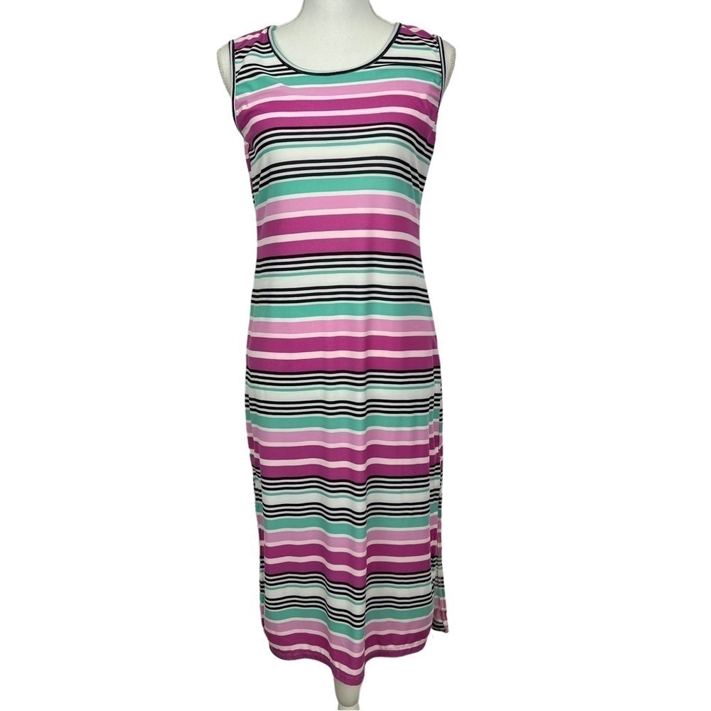 BOBBIE BROOKS Women’s Maxi Beachie Knit Dress Sz Small Sleeveless Multi Color